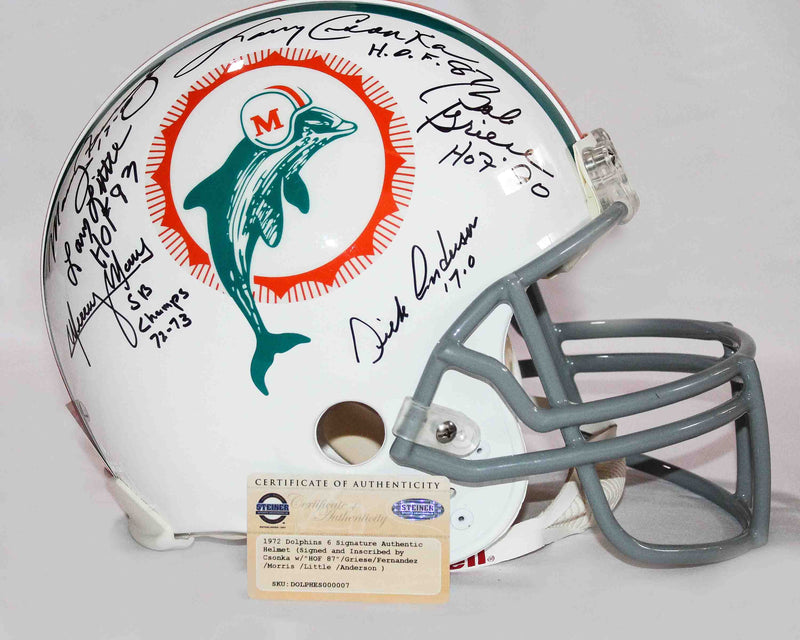 Casco autografiado 1972 Miami Dolphins "Invictos"