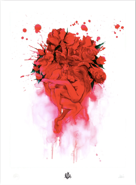 Litografía Edición Limitada "One Heart" por Lora Zombie