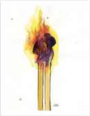 Litografía "Love Burns I" por Lora Zombie