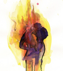 Litografía "Love Burns I" por Lora Zombie