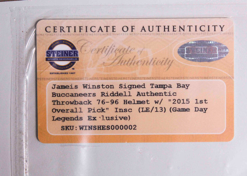 Casco autografiado Tampa Bay Buccaneers Jameis Winston Edición Limitada