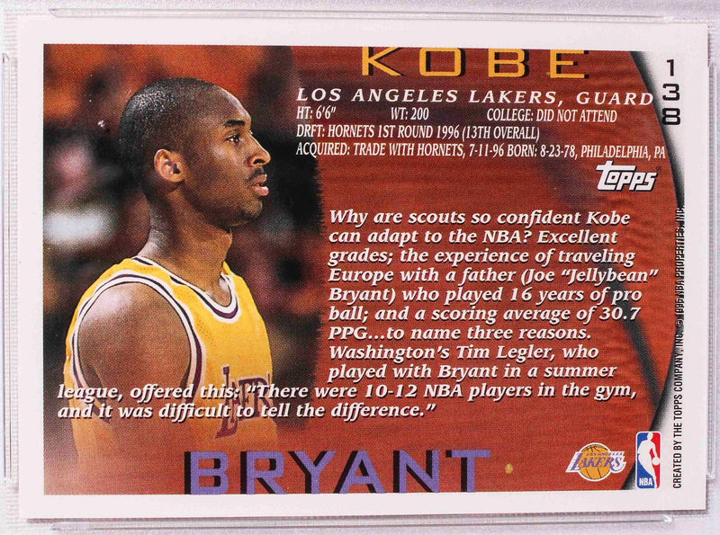 Tarjeta NBA  Rookie Kobe Bryant